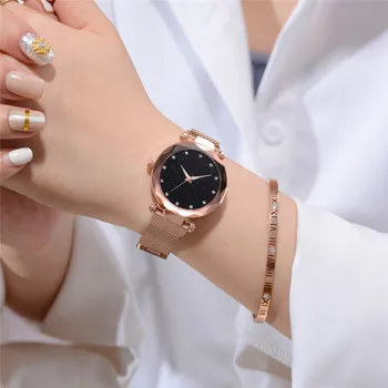 Luxury Gold Watches Women 2019 New Fashion Starry Sky Wristwatches Mesh Magnetic Strap Waterproof Quartz Watches zegarek damski
Luxury Gold Watches Women 2019 New Fashion Starry Sky Wristwatches Mesh Magnetic Strap Waterproof Quartz Watches zegarek damski