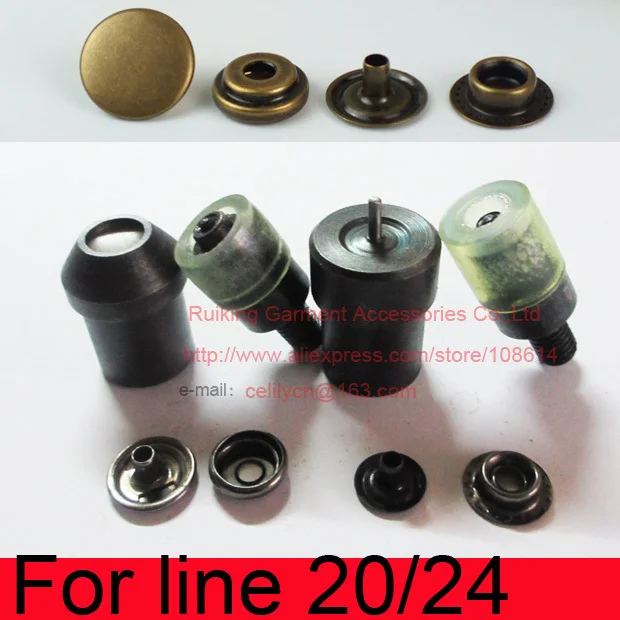 line 20 / line 24 snap button setting tool dies for press machine / 203# cap diameter 12.5mm /201# cap 15mm
line 20 / line 24 snap button setting tool dies for press machine / 203# cap diameter 12.5mm /201# cap 15mm