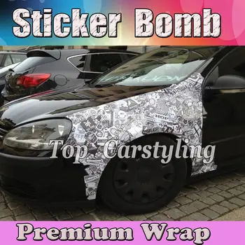 Black & White Stickerbomb Vinyl WRAP STICKER BOMB Film with Air Free Bubble For Vehicle Car Wrap Cover decals 1.52x20m/Roll
Black & White Stickerbomb Vinyl WRAP STICKER BOMB Film with Air Free Bubble For Vehicle Car Wrap Cover decals 1.52x20m/Roll