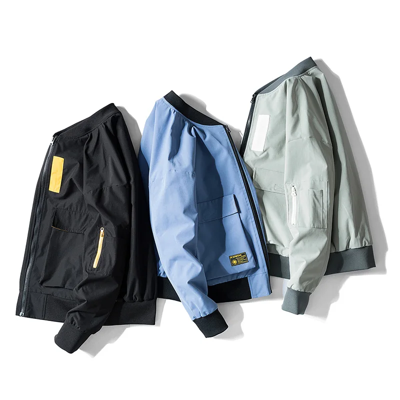 Men Jacket Baseball Clothing Casual Tracksuit Solid Bomber Spring Autumn Regular