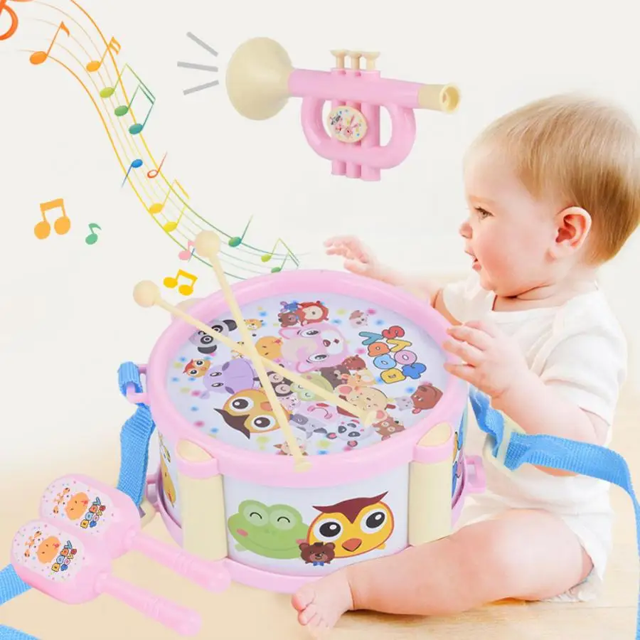 6pcs/set Hand Bell Music Toy Musical Set Roll Drum Instruments Band Kits Kids Early Educational Gift Baby Grasp | Игрушки и хобби