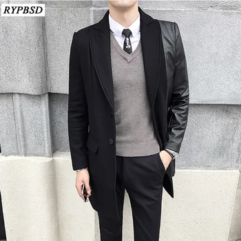 Autumn Winter Wool Coat Men Outwear Spliced Men Coat Korean Fashion Thick Single Breasted Slim Fit Long Wool Coat Black
Autumn Winter Wool Coat Men Outwear Spliced Men Coat Korean Fashion Thick Single Breasted Slim Fit Long Wool Coat Black