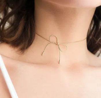 KingDeng Choker Necklace Bow-knot Gold Jewelry Statement Women Fashion Trendy Zinc Alloy Romantic Simple Personality
KingDeng Choker Necklace Bow-knot Gold Jewelry Statement Women Fashion Trendy Zinc Alloy Romantic Simple Personality