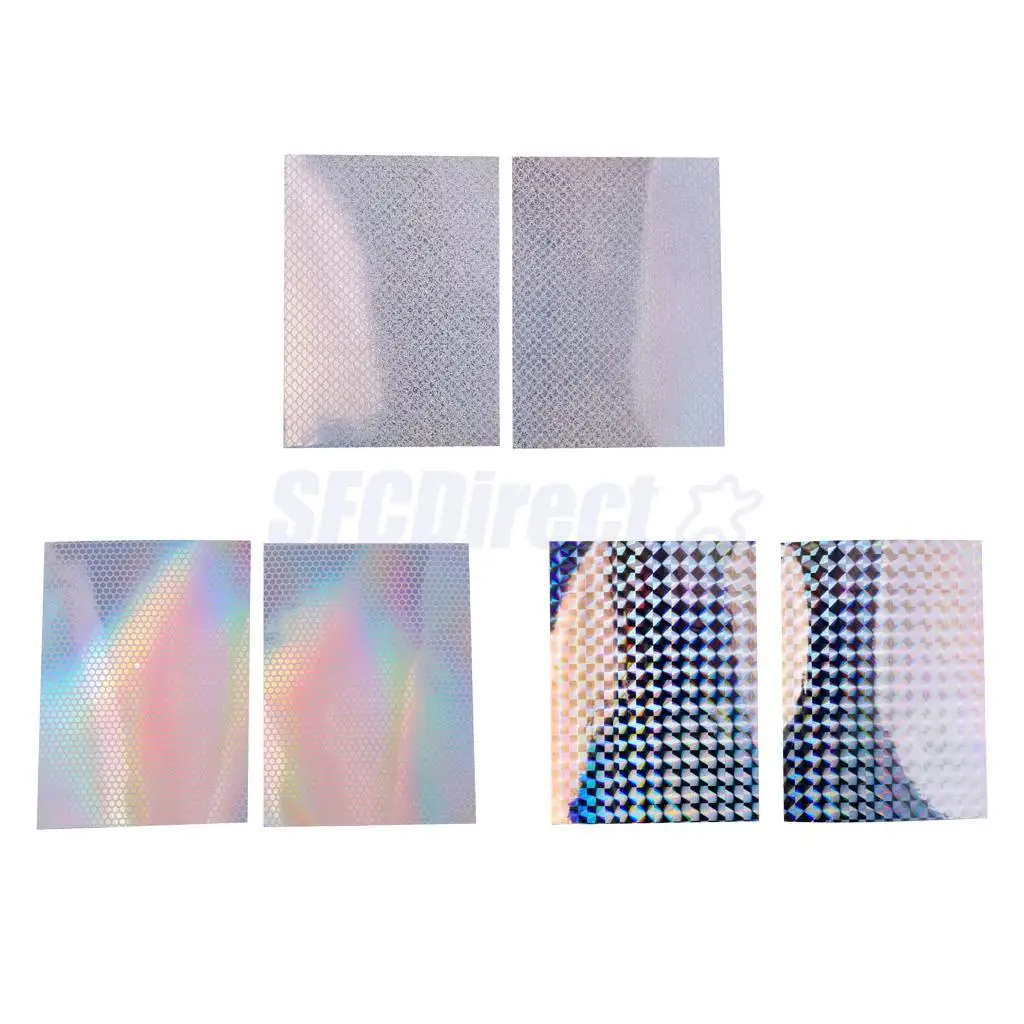 6pcs 10x7.4x1cm Holographic Adhesive Film Flash Tape for Lure Making Fly Tying Materail Metal Hard Baits Change Color Sticker