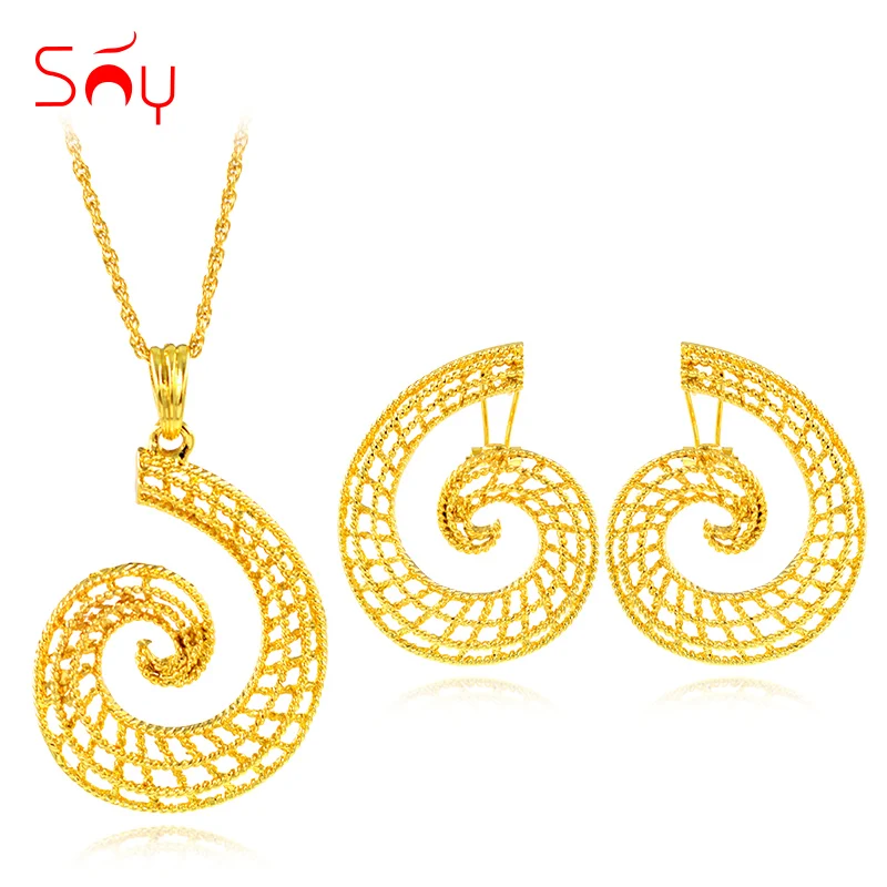 Sunny Jewelry Statement 2021 Exquisite Sets For Women Necklace Earrings Pendant Alloy Round Circle Wedding | Украшения и