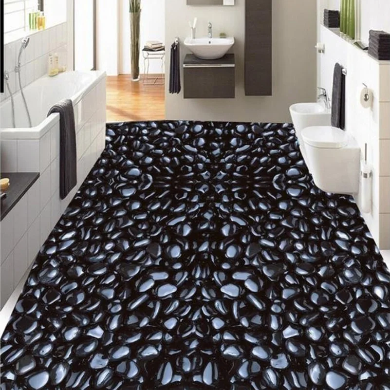 Custom Floor Wallpaper Modern Design 3D Black Cobblestone Bathroom Floor Mural 3D PVC Self-adhesive Waterproof Floor Wallpaper
Custom Floor Wallpaper Modern Design 3D Black Cobblestone Bathroom Floor Mural 3D PVC Self-adhesive Waterproof Floor Wallpaper