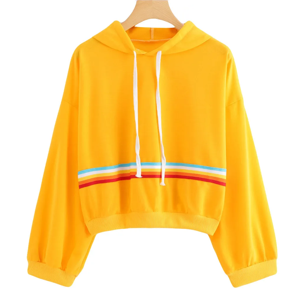 New Womens Sweatshirt Long Sleeve Solid color Hoodie Casual Rainbow stripe Patchwork O Neck Pullover Polyester Sportswear tops
New Womens Sweatshirt Long Sleeve Solid color Hoodie Casual Rainbow stripe Patchwork O Neck Pullover Polyester Sportswear tops