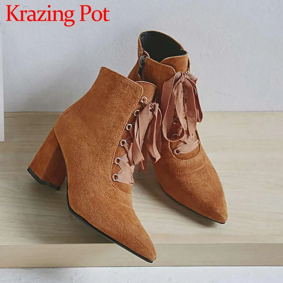 2018 movie stars runway oxford pointed te luxury riband cross-tied zipper plus size natural leather high heels ankle boots L93
2018 movie stars runway oxford pointed te luxury riband cross-tied zipper plus size natural leather high heels ankle boots L93