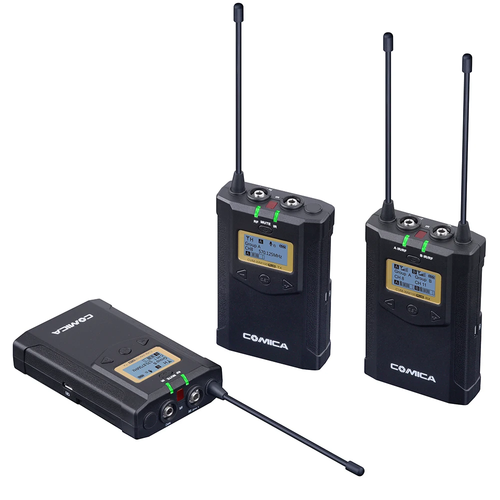 CoMica CVM-WM100 PLUS UHF 48-Channels Mono/Stereo Real-Time Monitoring Wireless Microphone with Dual-Transmitter and One Receive
CoMica CVM-WM100 PLUS UHF 48-Channels Mono/Stereo Real-Time Monitoring Wireless Microphone with Dual-Transmitter and One Receive