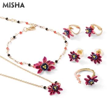 MISHA Luxury Jewelry Sets For Women Enamel Glaze Handmade Ladies Flowers Shape Necklace Earrings Bracelet Rings Jewelry Sets 688
MISHA Luxury Jewelry Sets For Women Enamel Glaze Handmade Ladies Flowers Shape Necklace Earrings Bracelet Rings Jewelry Sets 688