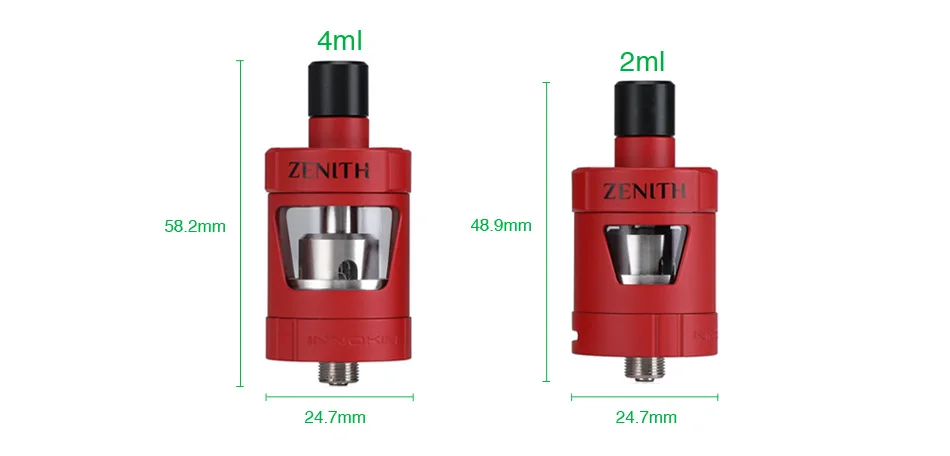 Original Innokin Zenith MTL Tank 4ml Atomizer 24.7mm Mouth to Lung Vape Tank w/ 0.8ohm/1.6ohm Zenith Coil E-cigarette vs Zeus X