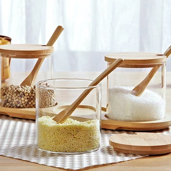 Glass Seasoning Jar Box Sugar Bowl Flavoring Jar Multi-Function Seasoning Box With Bamboo Spoon And Shelf
Glass Seasoning Jar Box Sugar Bowl Flavoring Jar Multi-Function Seasoning Box With Bamboo Spoon And Shelf
