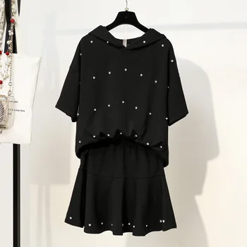 2019 Summer Women Rivet Xl-5Xl Two Piece Sets Cotton Short Sleeve Zipper Hoodie Tees Elastic Waist Mini Skirts Suits
2019 Summer Women Rivet Xl-5Xl Two Piece Sets Cotton Short Sleeve Zipper Hoodie Tees Elastic Waist Mini Skirts Suits