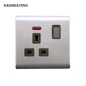 1/2 Gang Wall Socket Switch Plug Stainless Steel Brushed Chrome Finish LED 13A
1/2 Gang Wall Socket Switch Plug Stainless Steel Brushed Chrome Finish LED 13A