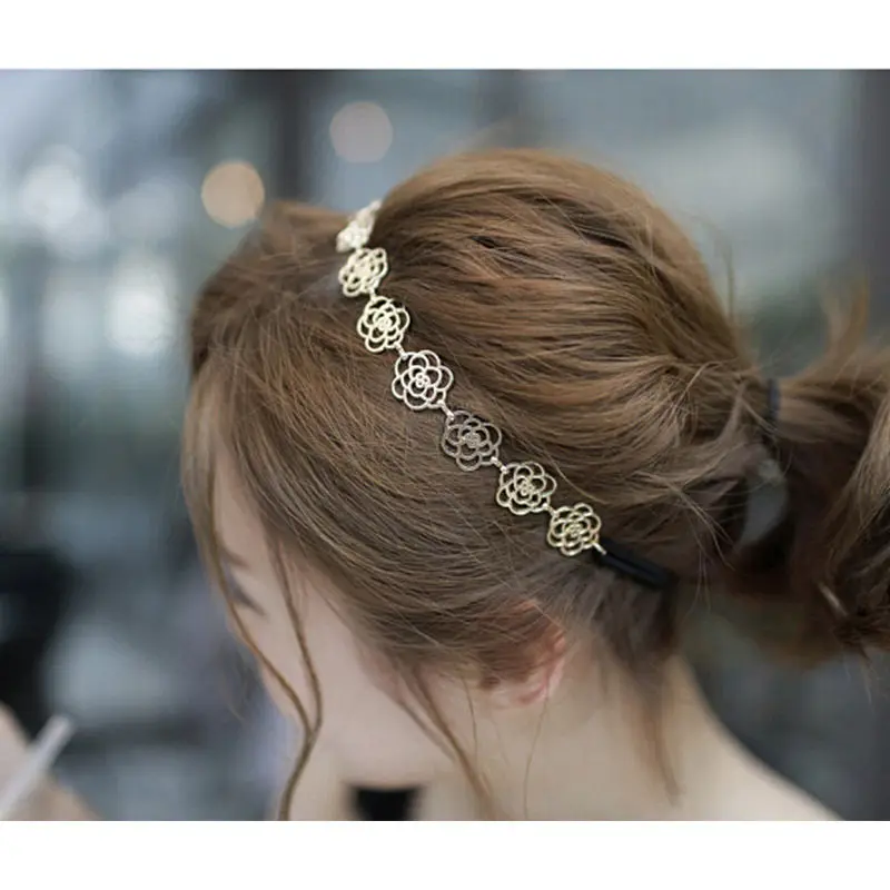NEW Fashion Metal Chain Jewelry Hollow Rose Flower Elastic Hair Band Headband hairband hair accessries
NEW Fashion Metal Chain Jewelry Hollow Rose Flower Elastic Hair Band Headband hairband hair accessries