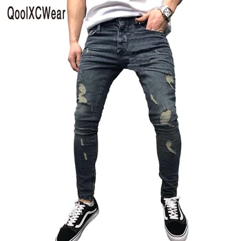 QoolXCWear Distressed ripped holes men jeans men Zipper hip hop jeans streetwear Slim biker jeans skinny
QoolXCWear Distressed ripped holes men jeans men Zipper hip hop jeans streetwear Slim biker jeans skinny