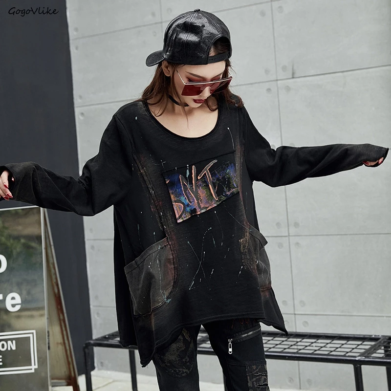 Tie Dye Cotton T shirts Asymmetric Punk Clothing Plus size Long Sleeve 2019 Spring New Women Casual TShirt Shirts LT316S30
Tie Dye Cotton T shirts Asymmetric Punk Clothing Plus size Long Sleeve 2019 Spring New Women Casual TShirt Shirts LT316S30