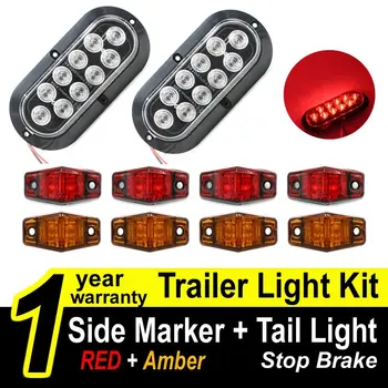 4X 6" Oval 2 Red Stop Brake + 2 Amber Turn Signal Indicator Light Clear Lens + 8X Side LED Marker Light ( 4 Red & 4 Amber)
4X 6" Oval 2 Red Stop Brake + 2 Amber Turn Signal Indicator Light Clear Lens + 8X Side LED Marker Light ( 4 Red & 4 Amber)