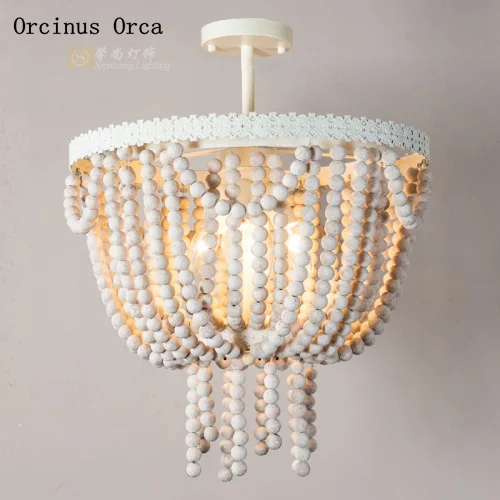 American antique wooden bead chandelier living room dining room children's room Nordic modern simple romantic white Chandelier
American antique wooden bead chandelier living room dining room children's room Nordic modern simple romantic white Chandelier