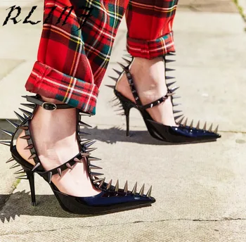 RLINF Red Patent Leather T-Strap Women Sandals Studded Rivets Buckle Strap High Heels Shoes Sexy Pointed Toe Women Pumps 35-42
RLINF Red Patent Leather T-Strap Women Sandals Studded Rivets Buckle Strap High Heels Shoes Sexy Pointed Toe Women Pumps 35-42