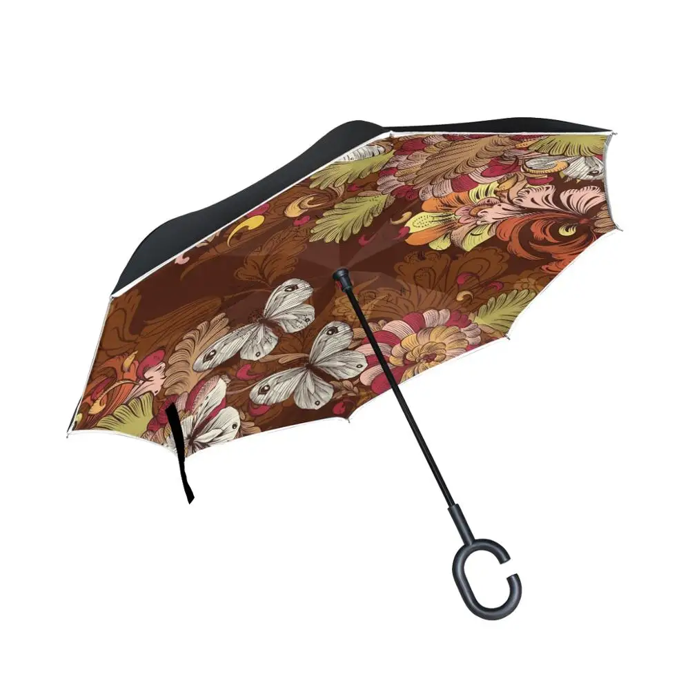 Susino Brown Butterfly New Reverse Umbrella For Car Women Men Double Layer C-Hooked Handle Stick Rain Umbrellas
Susino Brown Butterfly New Reverse Umbrella For Car Women Men Double Layer C-Hooked Handle Stick Rain Umbrellas