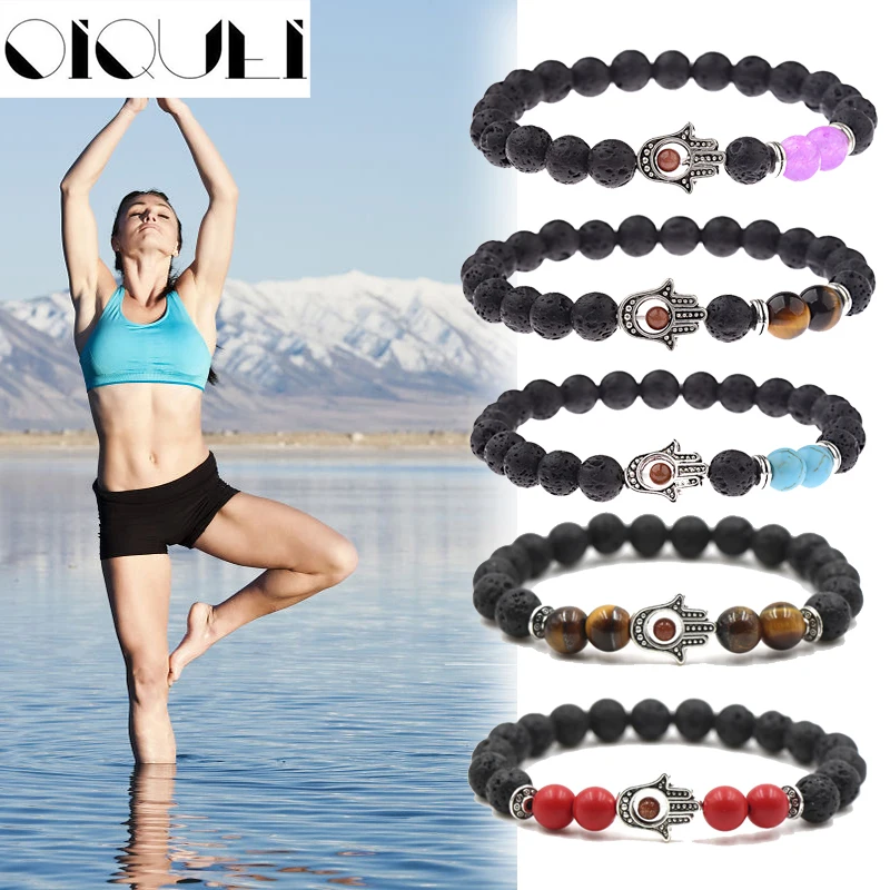 Ftima Hamasa hand Hand 8mm Black Lava Stone Beaded Bracelet For Men Natural Stone Beads Hearling Balance Yoga Couple Bracelet
Ftima Hamasa hand Hand 8mm Black Lava Stone Beaded Bracelet For Men Natural Stone Beads Hearling Balance Yoga Couple Bracelet