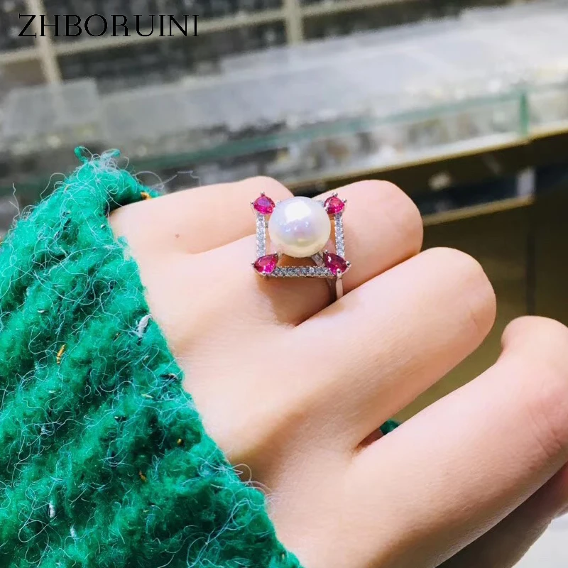 ZHBORUINI 2019 Fine Pearl Ring Jewelry Of Silver Red Zircon Square Natural Freshwater Pearl Rings 925 Sterling Silver For Women
ZHBORUINI 2019 Fine Pearl Ring Jewelry Of Silver Red Zircon Square Natural Freshwater Pearl Rings 925 Sterling Silver For Women