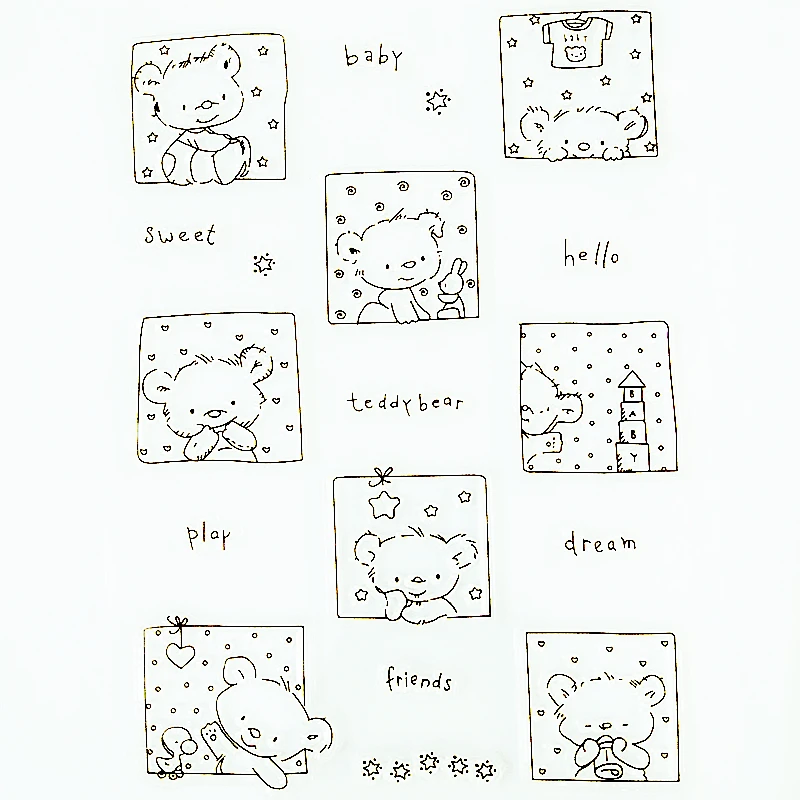 YLCS090 teddy bear silicone clear stamps for Scrapbooking DIY album cards decoration embossing folder rubber stamp 10.5*15 cm
YLCS090 teddy bear silicone clear stamps for Scrapbooking DIY album cards decoration embossing folder rubber stamp 10.5*15 cm