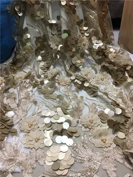 African lace fabrics french High Quality bridal 3D Flower Sequins beaded nigerian lace tulle lace fabric For Wedding Dress gold
African lace fabrics french High Quality bridal 3D Flower Sequins beaded nigerian lace tulle lace fabric For Wedding Dress gold