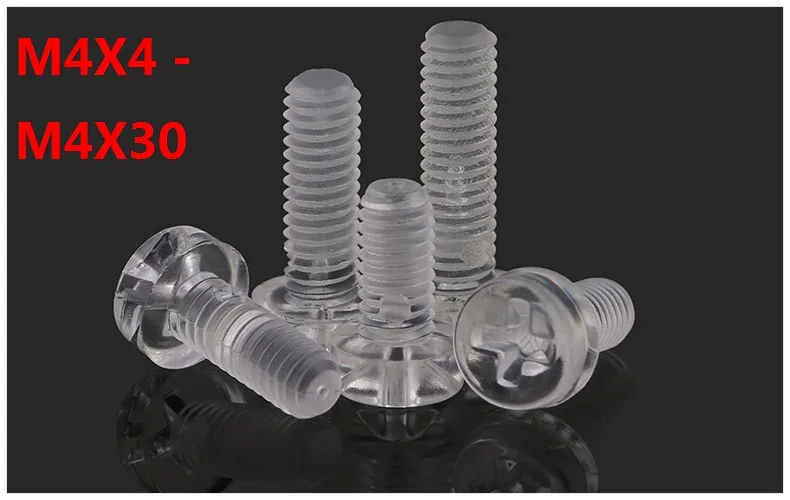 1000PCS/Lot M4X4 M4X5 M4X6 M4X8 M4X10 M4X12 M4X20- M4X30 Acrylic Screw Transparent PC Material Screw Clear Plastic Bolt Fastener
1000PCS/Lot M4X4 M4X5 M4X6 M4X8 M4X10 M4X12 M4X20- M4X30 Acrylic Screw Transparent PC Material Screw Clear Plastic Bolt Fastener