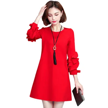 Plus Size Spring Autumn Women Dress Petal Sleeve A-Line Mini Dress Loose Casual Red Female Dress Elegant Party Dress YP0889
Plus Size Spring Autumn Women Dress Petal Sleeve A-Line Mini Dress Loose Casual Red Female Dress Elegant Party Dress YP0889
