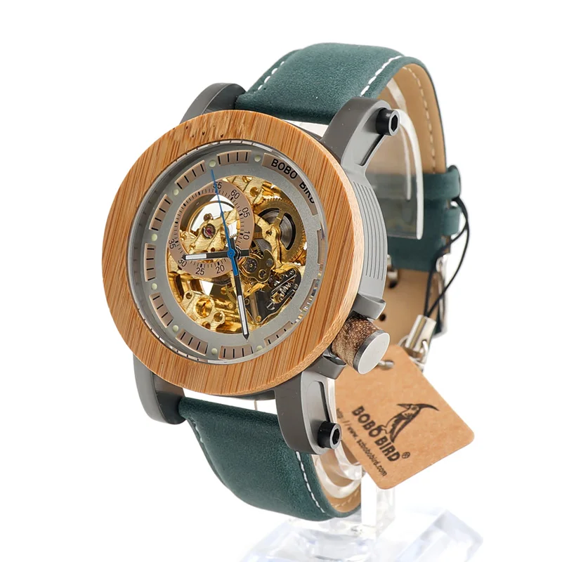 BOBO BIRD Top Brand Luxury Automatic Mechanical Casual Watch Men Skeleton Bamboo Wooden With Steeling In Handmade Gift Box
BOBO BIRD Top Brand Luxury Automatic Mechanical Casual Watch Men Skeleton Bamboo Wooden With Steeling In Handmade Gift Box