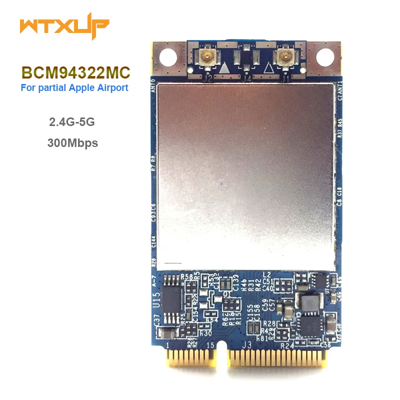 Broadcom BCM94322MC 4322 for Apple Airport 802.11 a/b/g/n 300Mbps Wireless-N Wifi PCI-E Mini Wlan network Card Support MAC OS
Broadcom BCM94322MC 4322 for Apple Airport 802.11 a/b/g/n 300Mbps Wireless-N Wifi PCI-E Mini Wlan network Card Support MAC OS