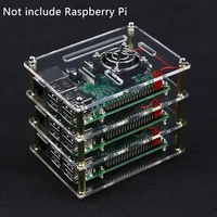 Raspberry Pi 3 Model B Multi-layer Acrylic Case 2/3 Layers Box Shell with CPU Fan Cooler and Fan Cover for Raspberry Pi 3B+/2