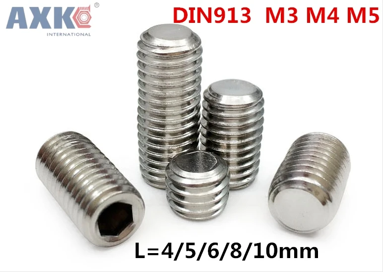 AXK 50Pcs DIN913 M3 M4 M5 304 Stainless Steel Metric Thread Grub Screws Flat Point Hexagon Socket Set Screws Headless
AXK 50Pcs DIN913 M3 M4 M5 304 Stainless Steel Metric Thread Grub Screws Flat Point Hexagon Socket Set Screws Headless