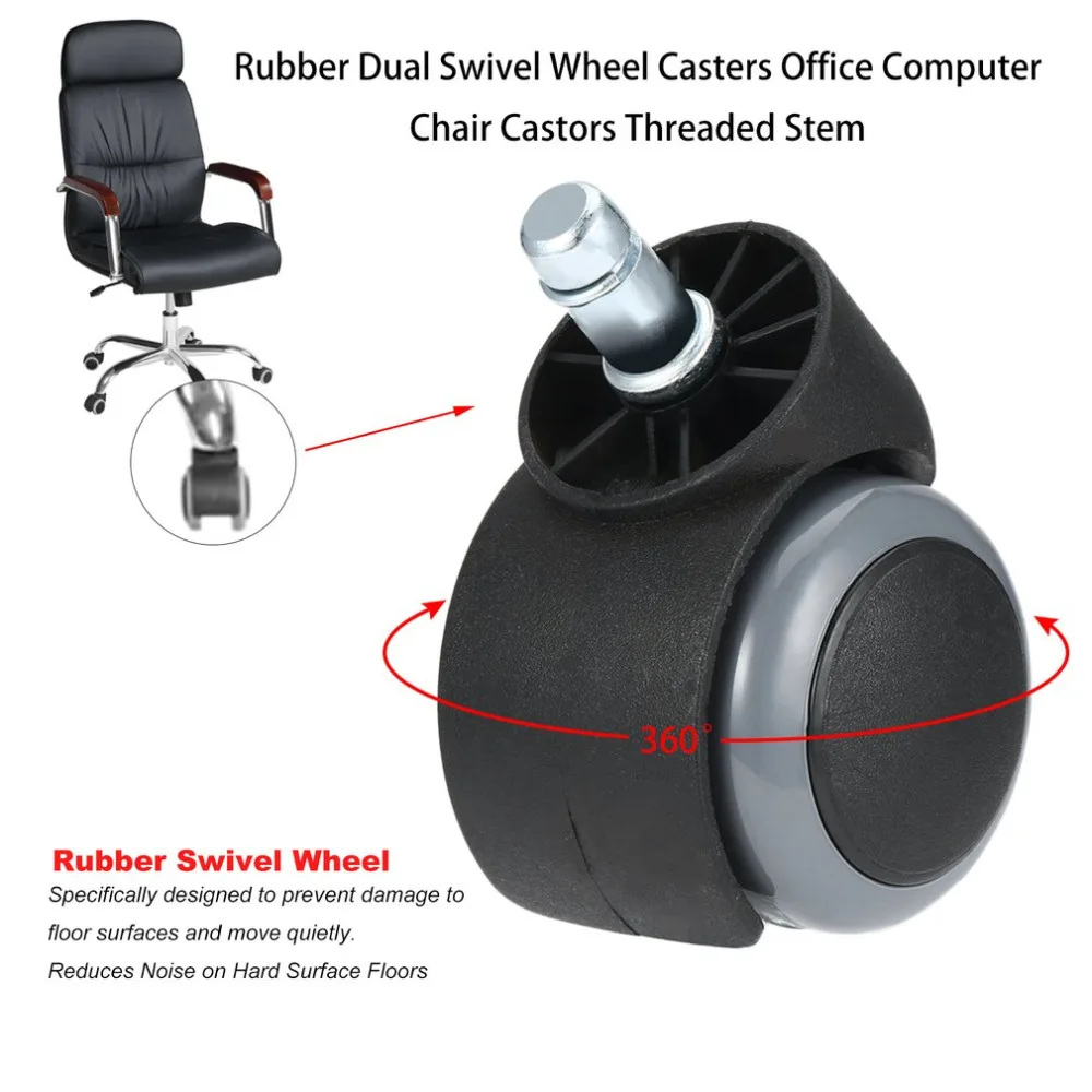 1 pc Rubber Durable 360 Degrees Rotating Rolling Swivel Wheel Casters Office Computer Chair Castors Threaded Stem
1 pc Rubber Durable 360 Degrees Rotating Rolling Swivel Wheel Casters Office Computer Chair Castors Threaded Stem