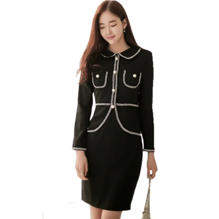2019 New Women Spring Long Sleeves Peter Pan Collar Elegant Pearl Pocket Black Vintage Dress Sexy Party Office Mini Pencil Dress
2019 New Women Spring Long Sleeves Peter Pan Collar Elegant Pearl Pocket Black Vintage Dress Sexy Party Office Mini Pencil Dress