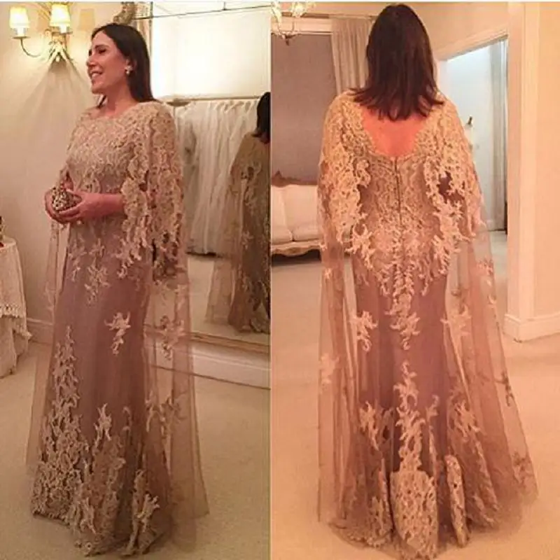 Fabulous Appliue Champagne With Cape Mother Dress For Wedding Long Women Wedding Formal Maxi Gowns Mother of This Brides Dresses
Fabulous Appliue Champagne With Cape Mother Dress For Wedding Long Women Wedding Formal Maxi Gowns Mother of This Brides Dresses