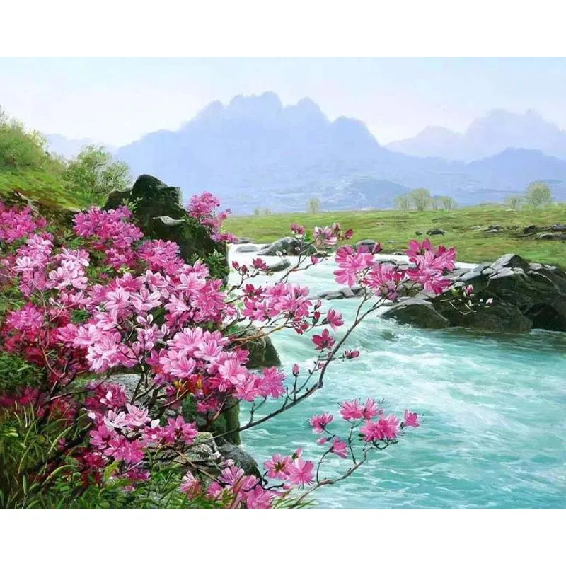 Painting By Numbers DIY Dropshipping 50x65 60x75cm Pink flower tree creek Scenery Canvas Wedding Decoration Art picture Gift
Painting By Numbers DIY Dropshipping 50x65 60x75cm Pink flower tree creek Scenery Canvas Wedding Decoration Art picture Gift