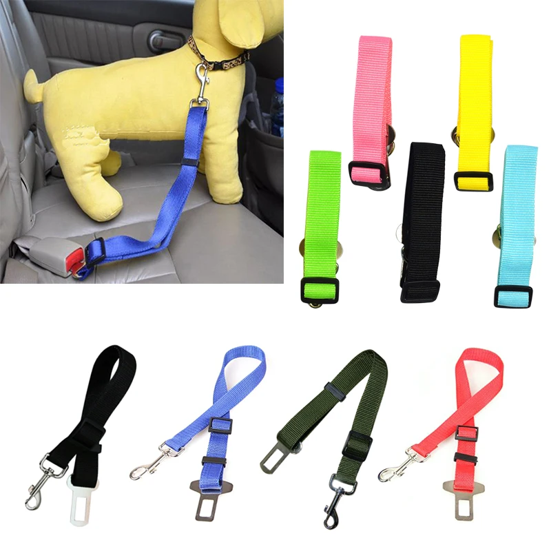 Image Strong Pet Dog Car Seat Belt Clip Lead Restraint Harness Auto Traction Leads Collars Safety Harness for Most Vehicle 3