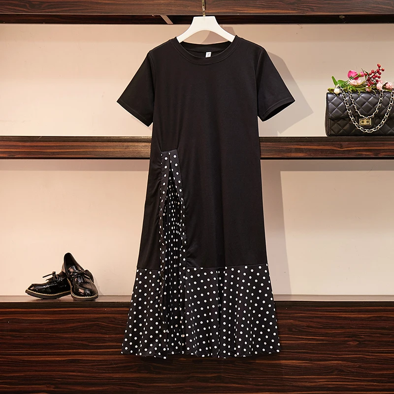 L-4XL Plus Size Women Casual Dress Summer 2019 Short Sleeve Cotton T shirt Patchwork Polka Dot Print Pleated Ruffle Midi Dresses
L-4XL Plus Size Women Casual Dress Summer 2019 Short Sleeve Cotton T shirt Patchwork Polka Dot Print Pleated Ruffle Midi Dresses