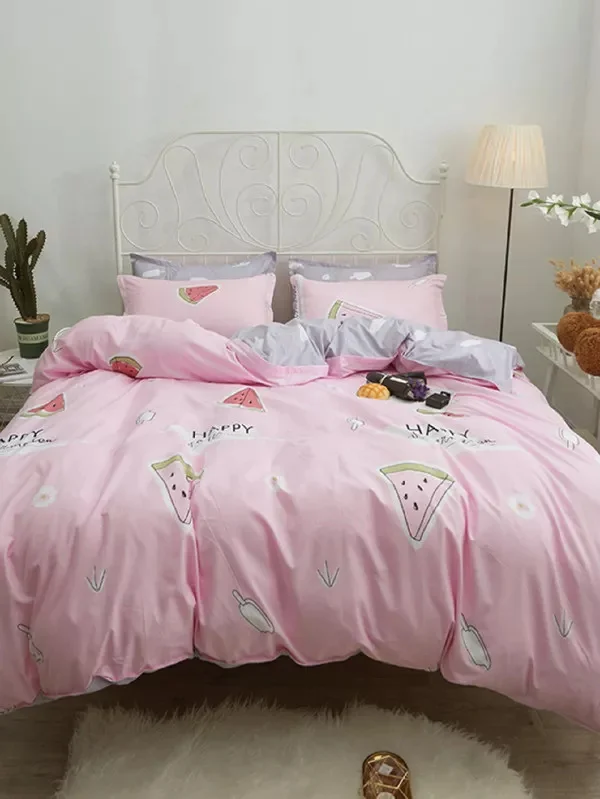 Watermelon Print Bedding Set Pink 3/4pcs Duvet Cover Set Cute Pillowcase Bedding Set Queen Size for Kids Designer Bed Sheets
Watermelon Print Bedding Set Pink 3/4pcs Duvet Cover Set Cute Pillowcase Bedding Set Queen Size for Kids Designer Bed Sheets