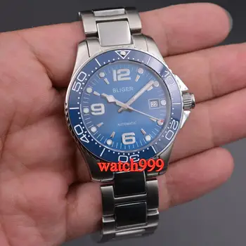 40mm Bliger blue dial solid case sapphire glass ceramic bezel automatic mens watch Stainless steel bracelet watch
40mm Bliger blue dial solid case sapphire glass ceramic bezel automatic mens watch Stainless steel bracelet watch