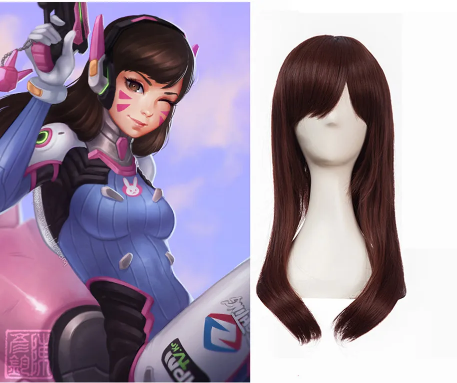 Game Character D.VA Cosplay Wigs Brownish Red Synthetic Hair Peruca DVA Cosplay Long Women Wig 
Game Character D.VA Cosplay Wigs Brownish Red Synthetic Hair Peruca DVA Cosplay Long Women Wig