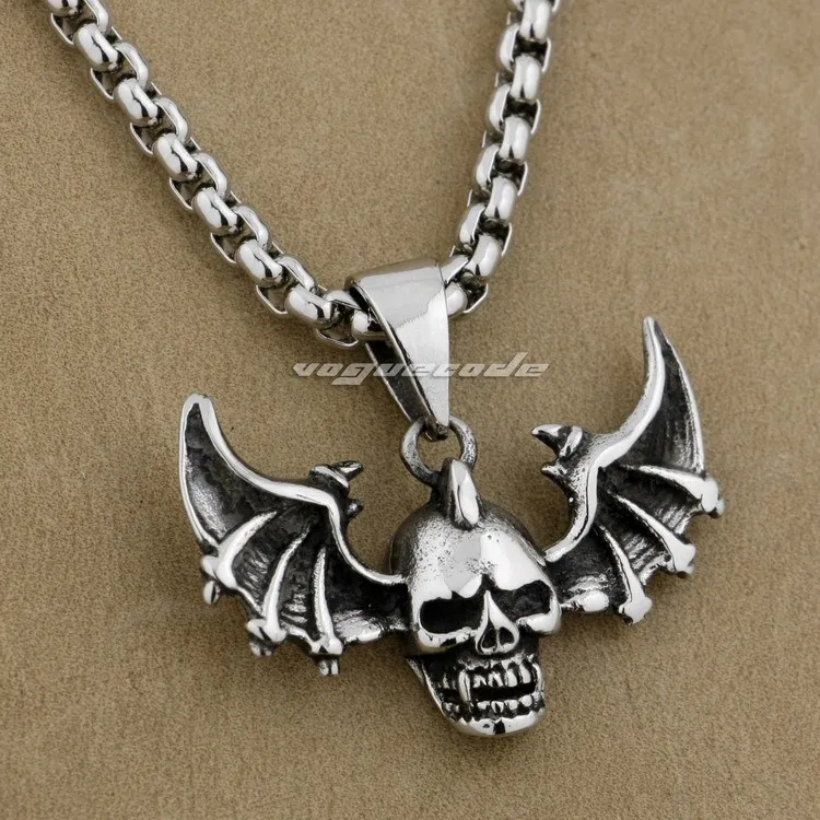 

316L Stainless Steel Devil Wing Skull Fashion Pendant AJ04(Necklace 24inch)