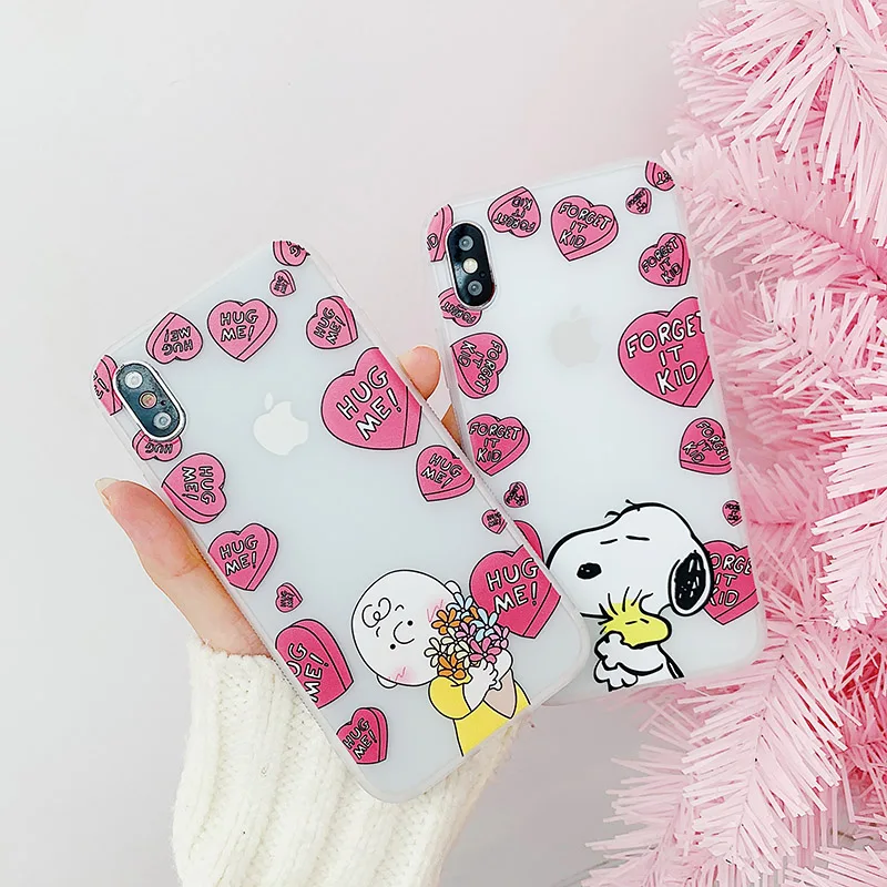 Cute Peanuts Charlie dog phone case For iphone8 case Pink love heart Soft Transparent cover For iphone6 6s 7 8plus x xr xs max
Cute Peanuts Charlie dog phone case For iphone8 case Pink love heart Soft Transparent cover For iphone6 6s 7 8plus x xr xs max
