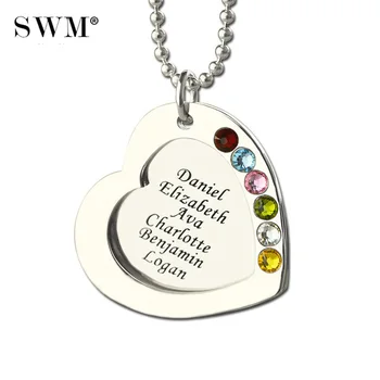 Women Colar Custom Name Engraved Necklace Birth Stone Necklaces Family Heart Pendant Colar Sterling Silver Chain Gift To Mom
Women Colar Custom Name Engraved Necklace Birth Stone Necklaces Family Heart Pendant Colar Sterling Silver Chain Gift To Mom
