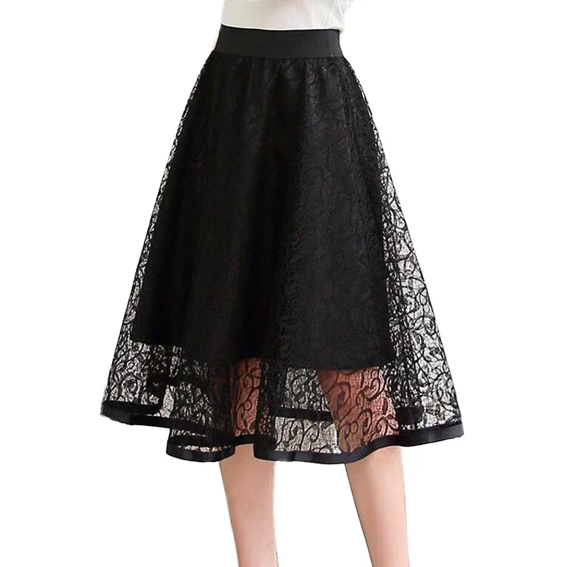 2019 Vintage Summer Midi skirts womens Elastic High Waist tulle lace mesh Skirt long Pleated tutu skirt women Saias faldas jupe
2019 Vintage Summer Midi skirts womens Elastic High Waist tulle lace mesh Skirt long Pleated tutu skirt women Saias faldas jupe