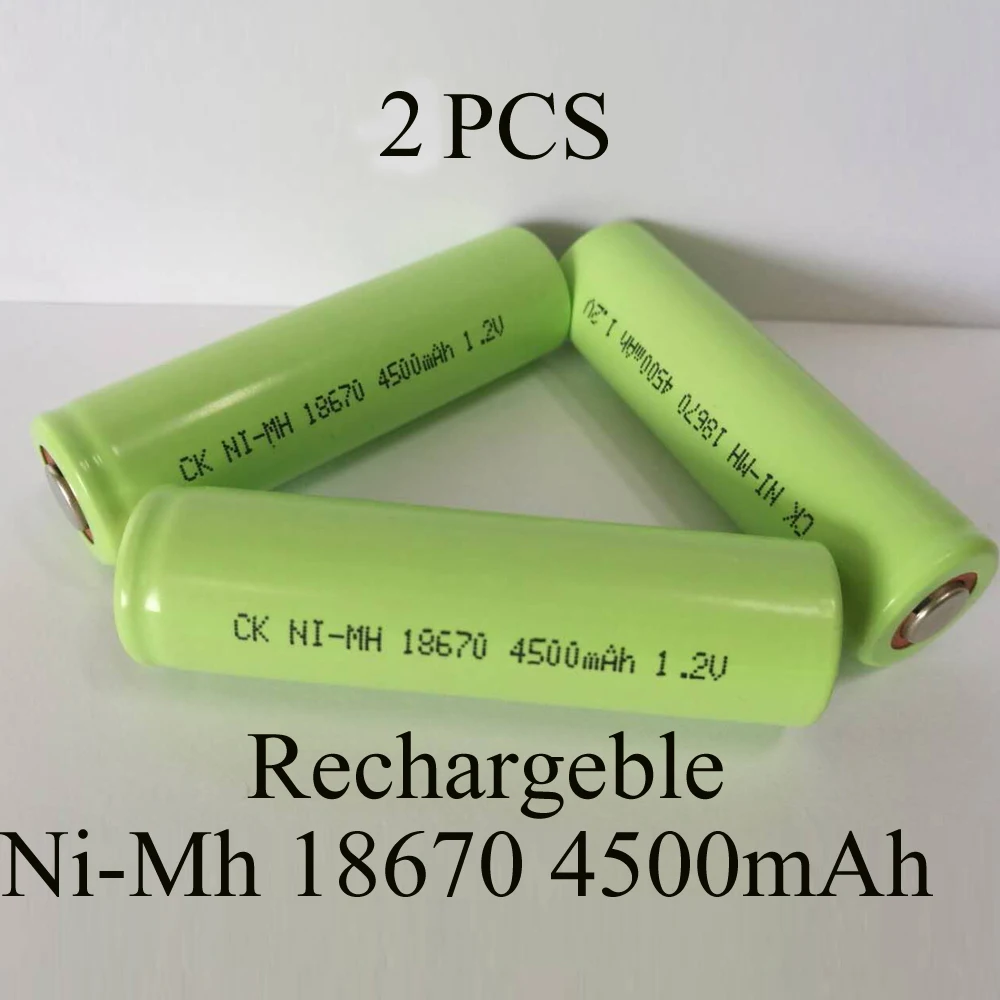 SORAVESS 2PCS 1.2V Ni-Mh 4/3A 18670 Rechargeable Battery Ni Mh 4500mAh Batteries Nickel Metal Hydride Battery Medical Equipment
SORAVESS 2PCS 1.2V Ni-Mh 4/3A 18670 Rechargeable Battery Ni Mh 4500mAh Batteries Nickel Metal Hydride Battery Medical Equipment