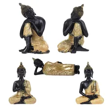 Thai bouddha Figurine Sculpture assis bouddha Statue maison bureau décor intérieur Statue ornement 15cm Feng Shui ornements artisanat(China)